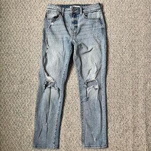 Willow and Root The Everyday Jean Distressed Light Blue Straight Leg Jeans